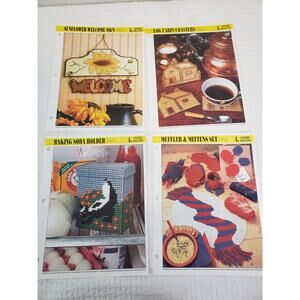 (J5) 1993 Annie's Attic Plastic Canvas Pattern Home Decor Lot of 4